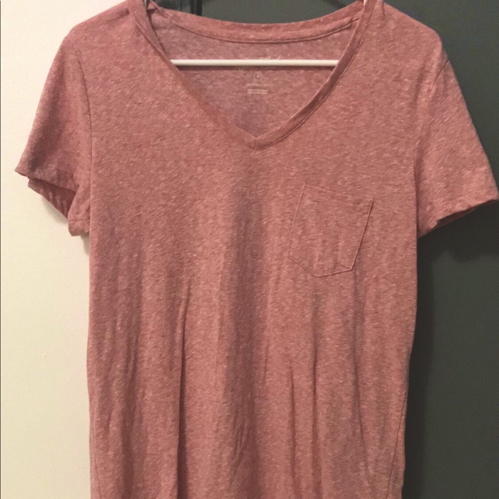 Red v-neck shirt